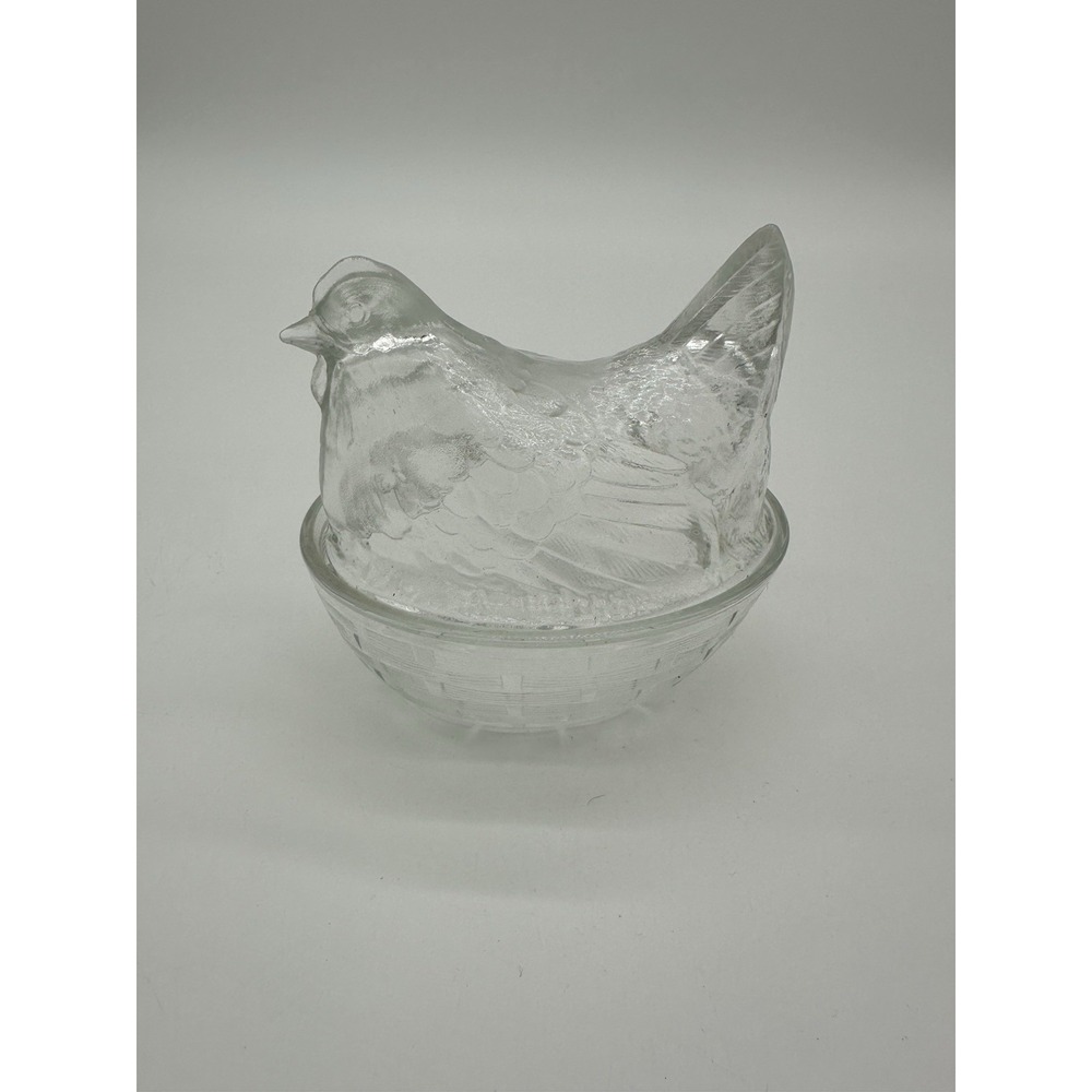 Hen on Nest made‎ in France VTG Clear Glass covered dish